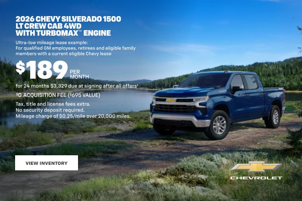 2026 Chevy Silverado 1500 LT Crew Cab 4WD with TurboMax Engine. Ultra-low mileage lease example f...